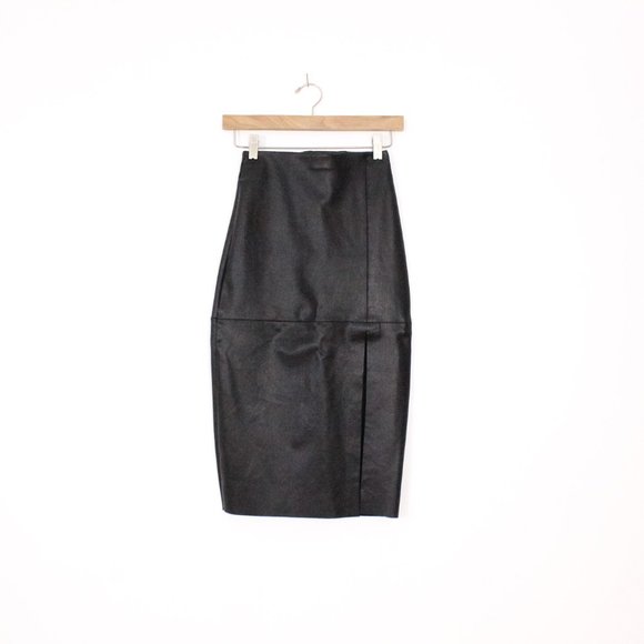 *Dynamite Black Leather Midi Skirt - Picture 4 of 6